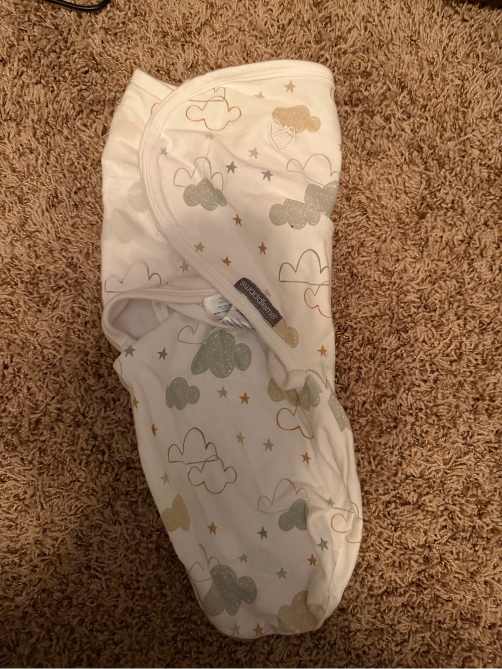 SwaddleMe White Swaddle Sack with Gold and Gray Cloud Print